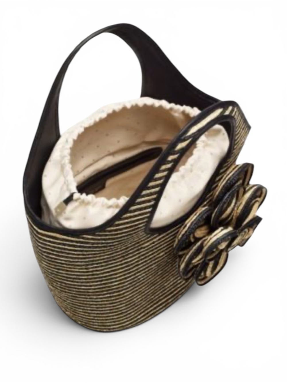 Kate Spade Lawn Party Straw Natural Tote 3D Floral Design - Picture 5 of 16